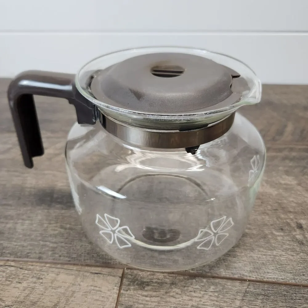 Vintage Mr. Coffee Replacement Pot Carafe 12 Cup Daisies Flower Brown